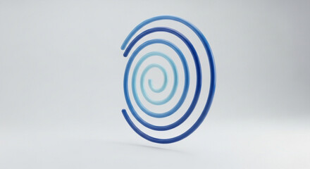 Blue spiral shape with concentric circles on white background abstract design element for graphic resources