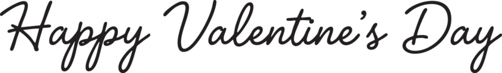 Minimalist hand-drawn monoline script lettering saying Happy Valentine's Day for holiday cards.