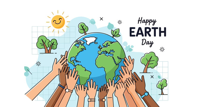 Diverse Hands Protecting Planet Earth Symbolizing Unity for Happy Earth Day Celebration