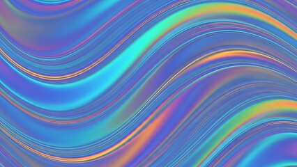 Obraz premium Vibrant holographic wavy pattern with shimmering colors and iridescent sheen creating a mesmerizing visual effect