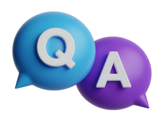 Question and answer bubbles isolated on transparent background