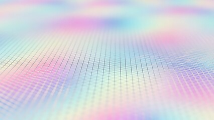 Obraz premium Pastel holographic grid pattern with iridescent colors and shimmering effect