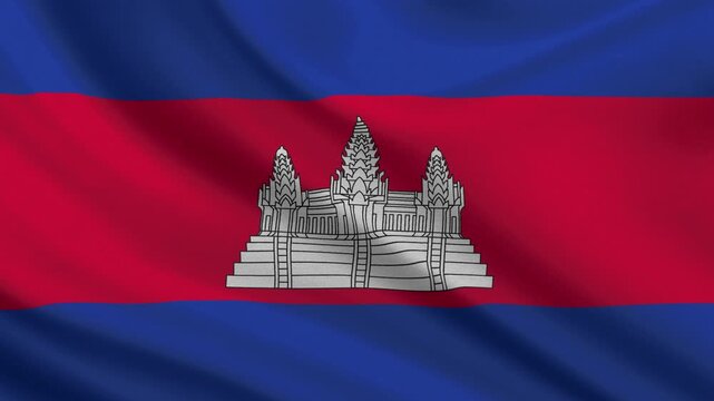 Cambodia flag waving looping footage Full 4K (3840 x 2160) Realistic Cambodia Flag Looping background. Looping Closeup Full 4K (3840 x 2160) footage. Cambodia country flags. November 9th