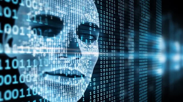Human face in binary digital code stream
