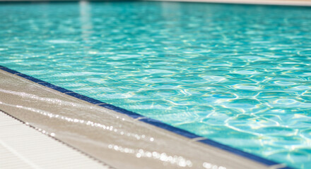 Sparkling blue swimming pool water with tiled edge, perfect for summer relaxation