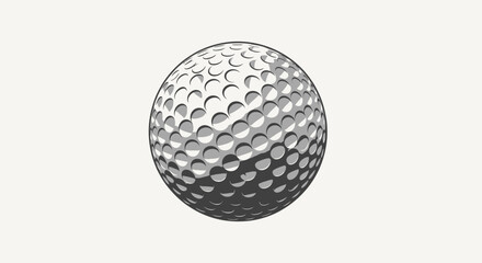 Modern Golf Ball Vector Art with Dimples and Shadows, Isolated on a Clean Background