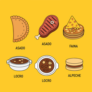 Illustration of traditional food items