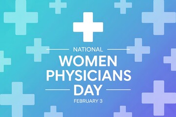 Obraz premium National women physicians day on February 3 with white crosses on light blue background honoring female doctors medical personnel and healthcare providers