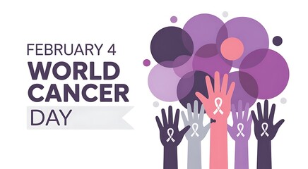 Obraz premium Annual celebration of world cancer day on February fourth symbolizing awareness and global support to those fighting or surviving this disease