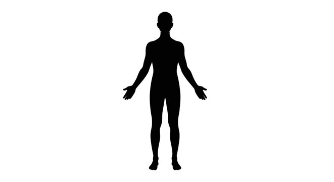 Full Body Silhouette of a Person Standing with Arms Outstretched Against White Background