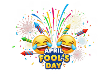 Celebrating april fool's day with smiley faces isolated on transparent background