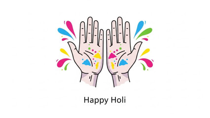 Obraz premium Colorful Hands Celebrating Holi Festival with Paint Splatters