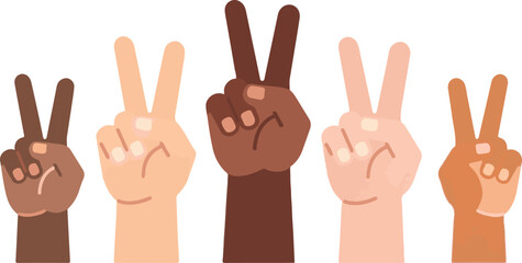 Obraz premium Unity and Diversity Peace Hand Gesture Illustration
