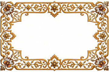 Islamic Arabic Arabesque Ornament Border Luxury Abstract White Background with Geometric pattern and Beautiful Ornament. 3d rendering.