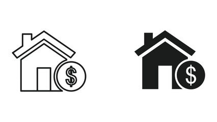Fototapeta premium House with dollar sign icon set