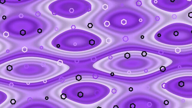 Abstract Purple Ripples Surrounded by Small Hexagons in a Dreamlike Motion