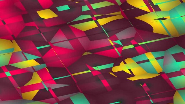 Abstract Colorful Cubes Moving in Bright Geometric Space
