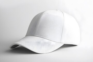 Fototapeta premium A plain white baseball cap mockup displayed on a clear background