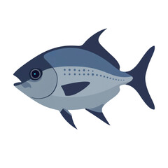 Obraz premium Stylized blue fish illustration against a solid black background