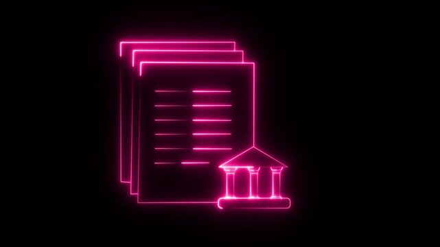 3D neon glowing house icon with server rack design futuristic digital technology concept pink magenta lighting isolated black background