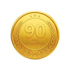 Golden Guarantee Coin with 90 Days Embossed in Center