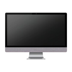 Fototapeta premium A modern flat screen computer monitor with a silver base is shown