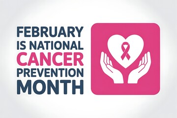 Obraz premium February is national cancer prevention month and support awareness symbol for health care design template on pink background banner