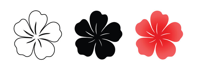 Obraz premium Vector Flowers In Multiple Style Icon Set