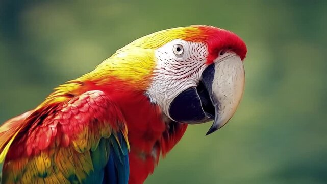 Colorful parrot perched on a branch in natural outdoor setting