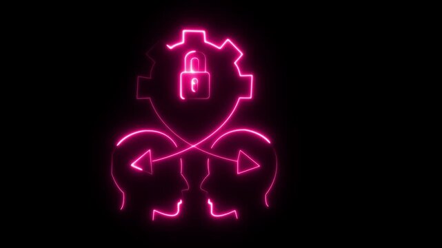 Neon virus cyber attack glowing digital malware hacker threat red pink futuristic technology concept dark background