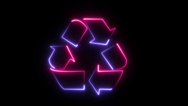 Sustainable future symbolized by sleek, modern recycle icon representing environmental responsibility and eco-friendly practices symbol animation on a black background 
