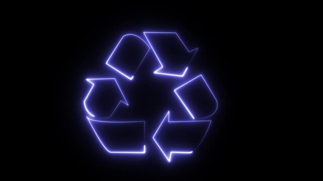 Sustainable future symbolized by sleek, modern recycle icon representing environmental responsibility and eco-friendly practices symbol animation on a black background 
