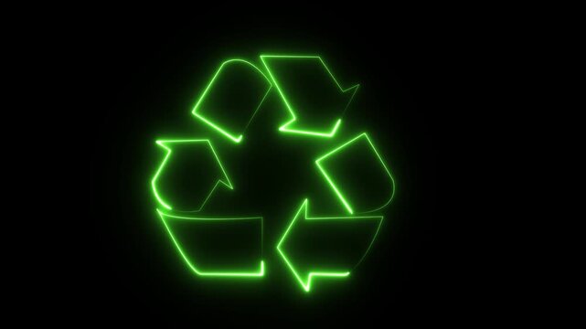 Sustainable future symbolized by sleek, modern recycle icon representing environmental responsibility and eco-friendly practices symbol animation on a black background 