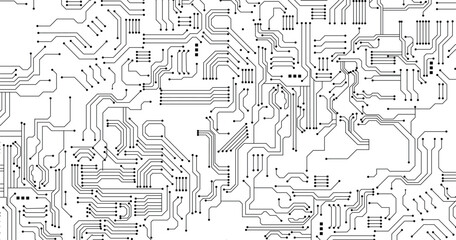 Obraz premium White circuit board seamless pattern texture. High-tech background in digital computer technology concept. Abstract illustration. Vector eps10