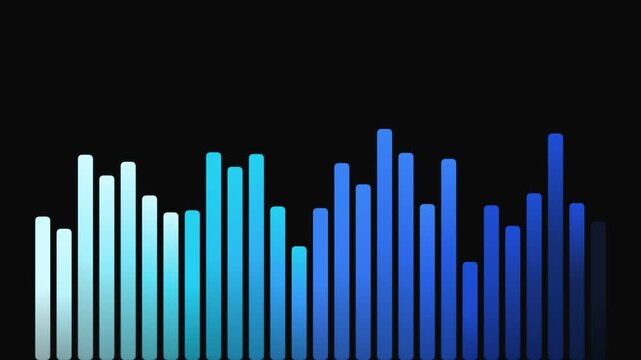 A blue gradient bar chart illustration on a dark background