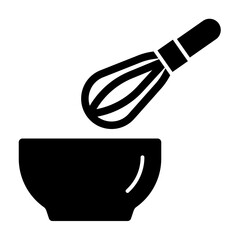 Whisk bowl solid icon illustration