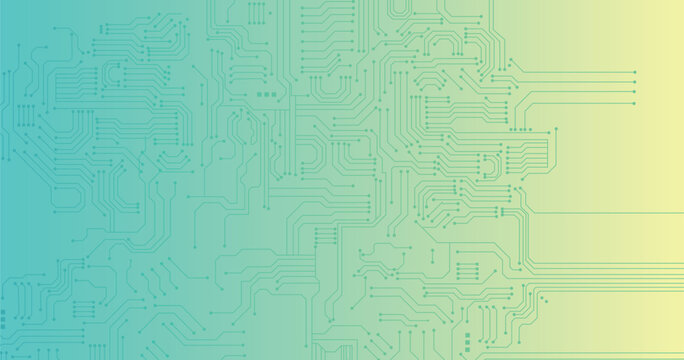 Futuristic circuit board pattern on gradient background. technology banner design. Vector illustration