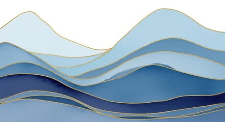 Abstract layered blue mountain range landscape