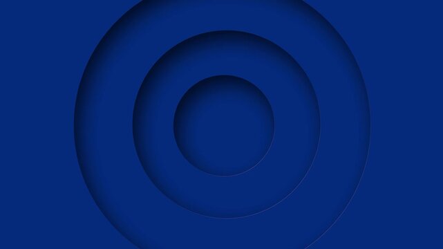 Abstract dark blue 3d layered concentric circles background with shadow effect motion loop