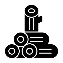 Firewood stack solid icon illustration
