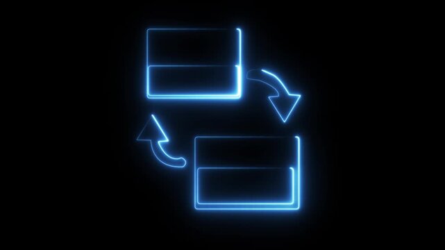 3D blue glowing arrows merging and connecting futuristic digital data transfer technology concept on black background