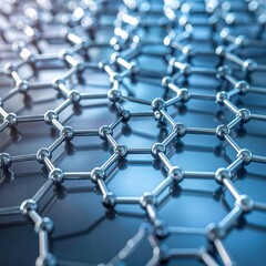 Silver atoms linked in hexagonal pattern, creating a 3D structure against a blue background