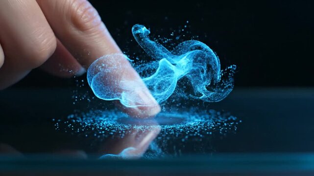 Futuristic Hand Interaction with Digital Elements.
