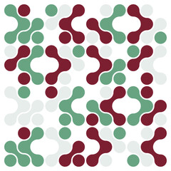 Abstract Geometric Pattern With Green And Burgundy Dots And Curved Segments For Modern Design