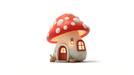 Whimsical Mushroom House Illustration