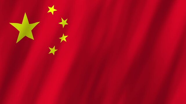 China Flag Waving on Wind, Realistic 4K Background Animation
