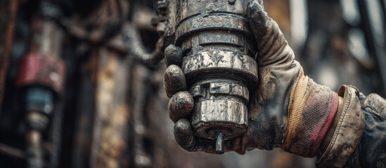 Mining worker operating a machine to extract minerals