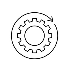 Icon a business process mechanism with rotating gear wheels, isolated against a clean background.