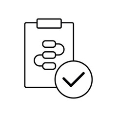 Icon a management procedure checklist on clipboard, isolated against a clean background.