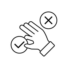 Icon a strategy execution with hand and checkmark, isolated against a clean background.